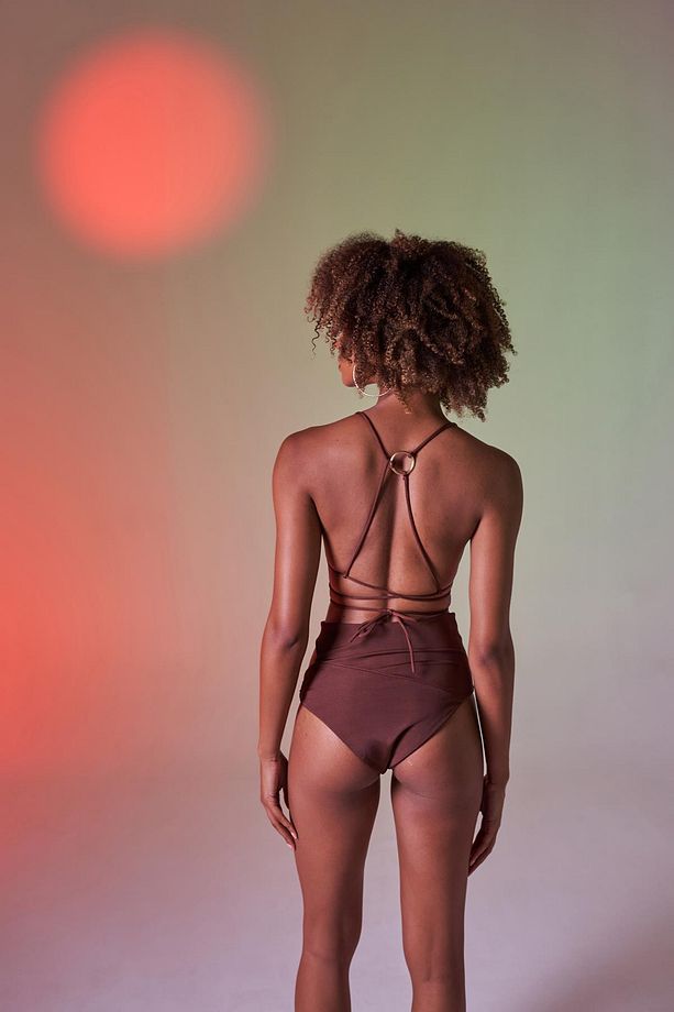 Yüksek Bel Aksesuar Detaylı Delphi Bikini Altı Kahverengi - 5
