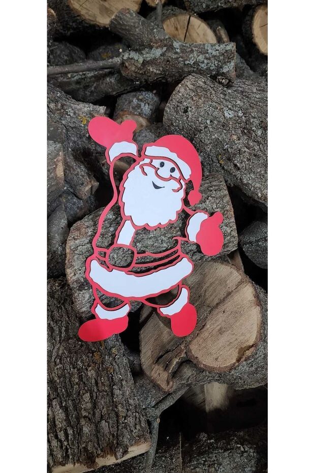Santa Claus White Red Mdf Christmas Ornament for Wall Decoration Living Room Office and Entrance | 30X25 cm