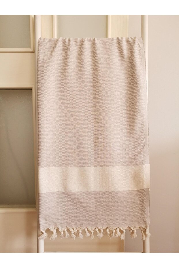 Diamond Peshtemal, 100X180, Bath Towel, Beach Towel, Beige