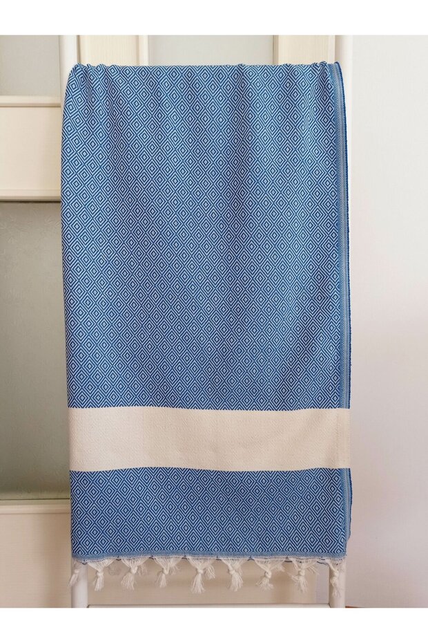 Diamond Peshtemal, 100X180, Bath Towel, Beach Towel, Cobalt Blue