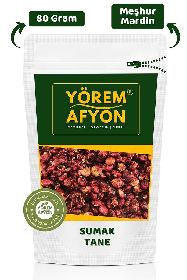 Yörem Afyon Meşhur Mardin Midyat Yöresinden Doğal Şifa Kaynağı Yerli Hasat Tane Sumak {rhus} | 80gr - 1