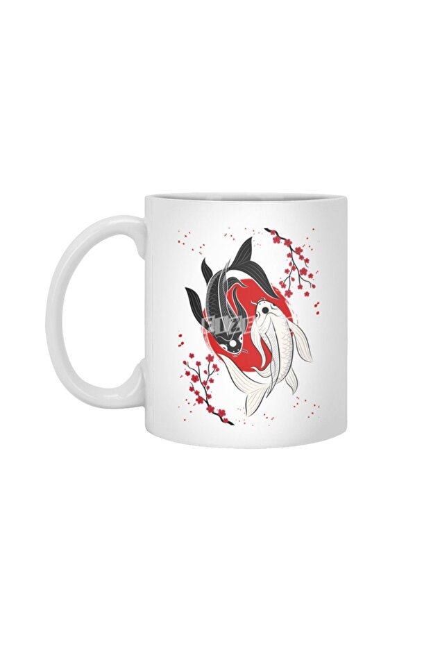 Koi Fish Yin Yang White Mug, Gift, Dowry, Presentation Holder