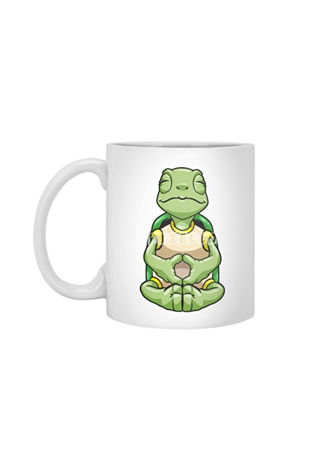 Turtle Horse Yoga in Cross-Legged White Mug, Gift, Dowry, Presentation