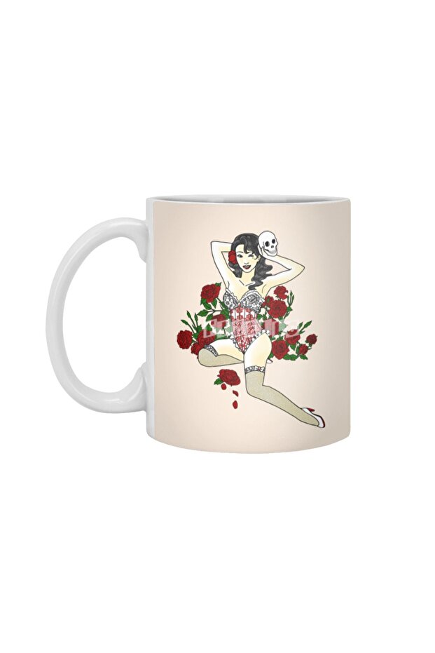 Wild Rose Pin up White Mug, Gift, Dowry, Presentation