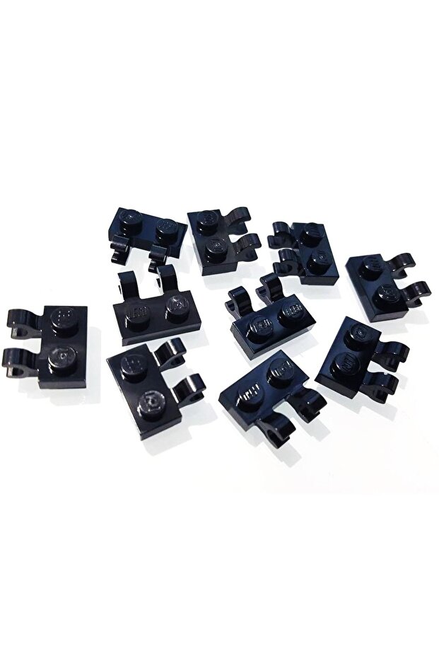 Black Moc Accessory - 1X2 Double Horizontal Clip, 8 Pieces of Flat Bricks Will Be Sent