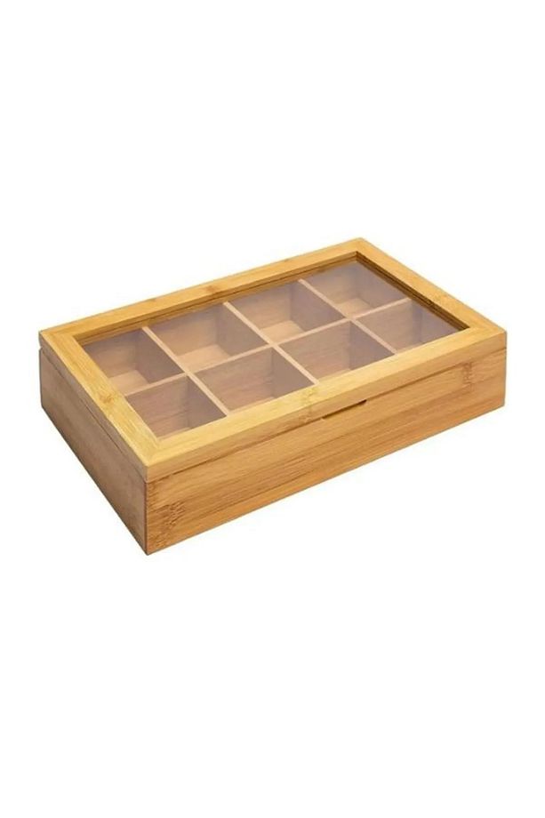 8 Bölmeli Bambu Poşet Çay Kutusu 20x30cm Bambu Organizer Kutu Takı Aksesuar Kutusu - 4