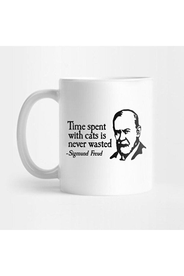 Time Spent With Cats Is Never Wasted Sigmund Freud Therapy Mug