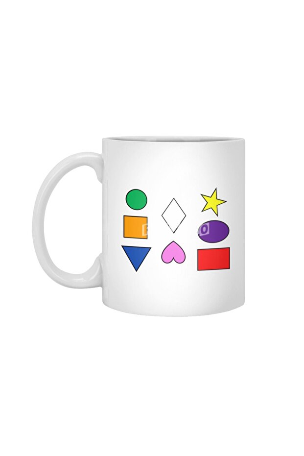 Learn with Colorful Shapes White Mug, Gift, Dowry, Presentation Holder