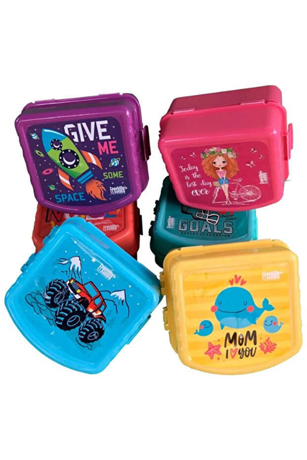 Patterned Lunch Box - 2 Layers, 4 Compartments Lunch Box - Food Storage Container - 3