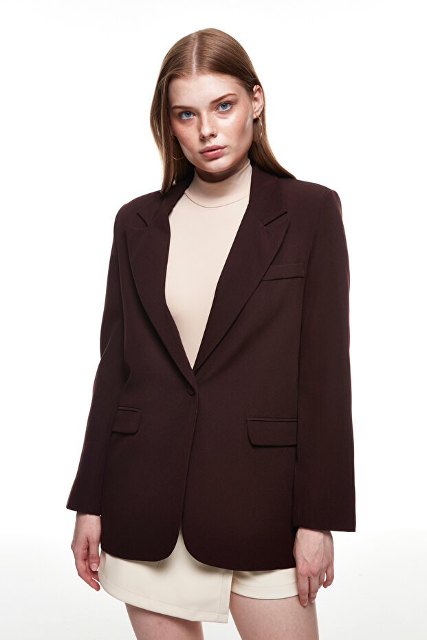 سترة بليزر بني غامق - 4