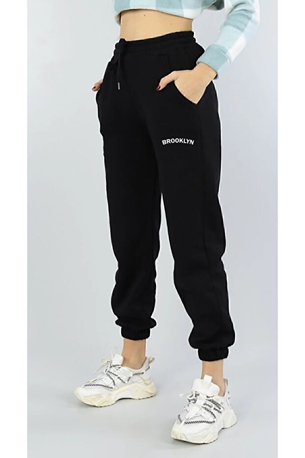 Women's Black High-Waist Jogger Pants