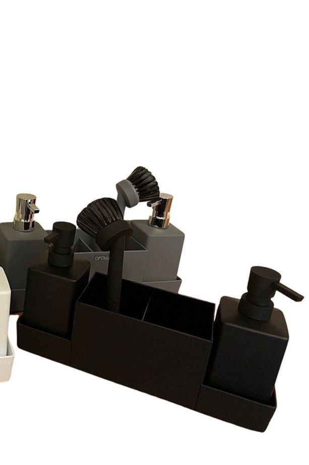 2'li Akrilik Stand Fırçalı Kare Sıvı Sabunluk Tr-3669 - 2
