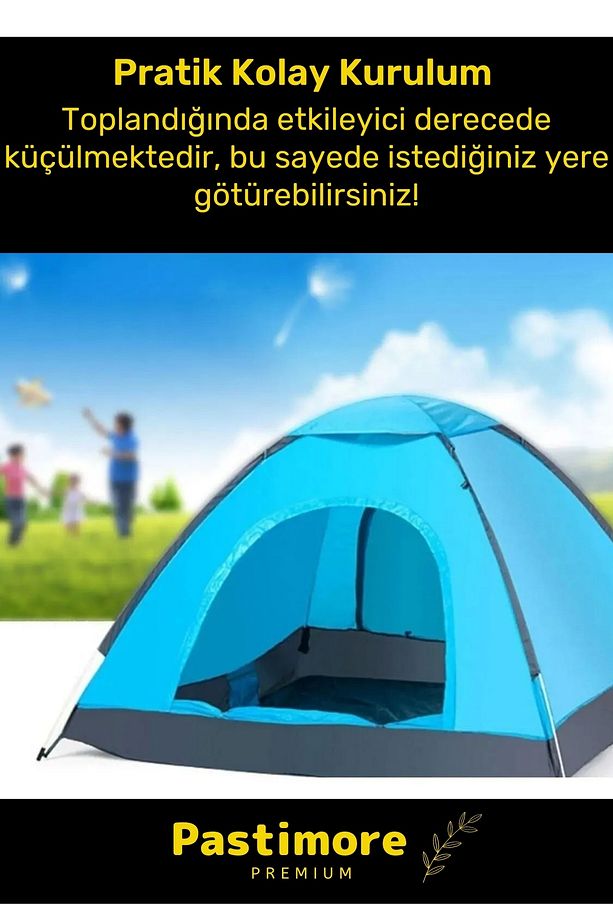 Premium Su Geçirmez Kapı Sineklik Tüllü Dayanıklı Kumaş Pratik Kolay Kurulum 6 Kişilik Kamp Çadırı - 2