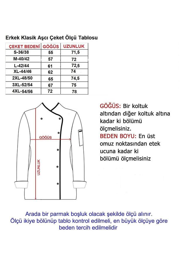 5 ADET BEYAZ UZUN KOL ŞEF AŞÇI ÇEKETİ / AŞÇI GÖMLEĞİ ( AŞÇ-ÜT 10012) - 4