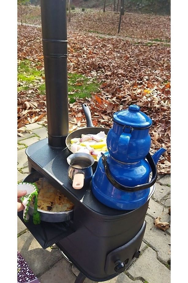Kamp Ve Çadır Sobası Kuzineli Fırınlı Odun Yakan Taşınabilir Soba - 4