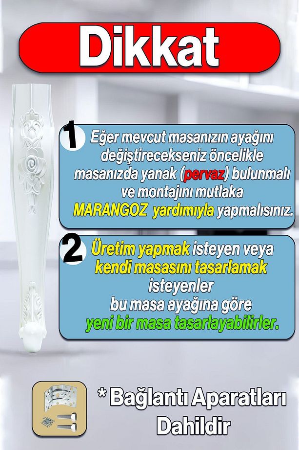 4 Adet Rosa Masa Dresuar Ayağı 75 Cm Plastik Beyaz Ayak Mutfak Yemek Masası Mobilya Ayakları Beyaz - 3