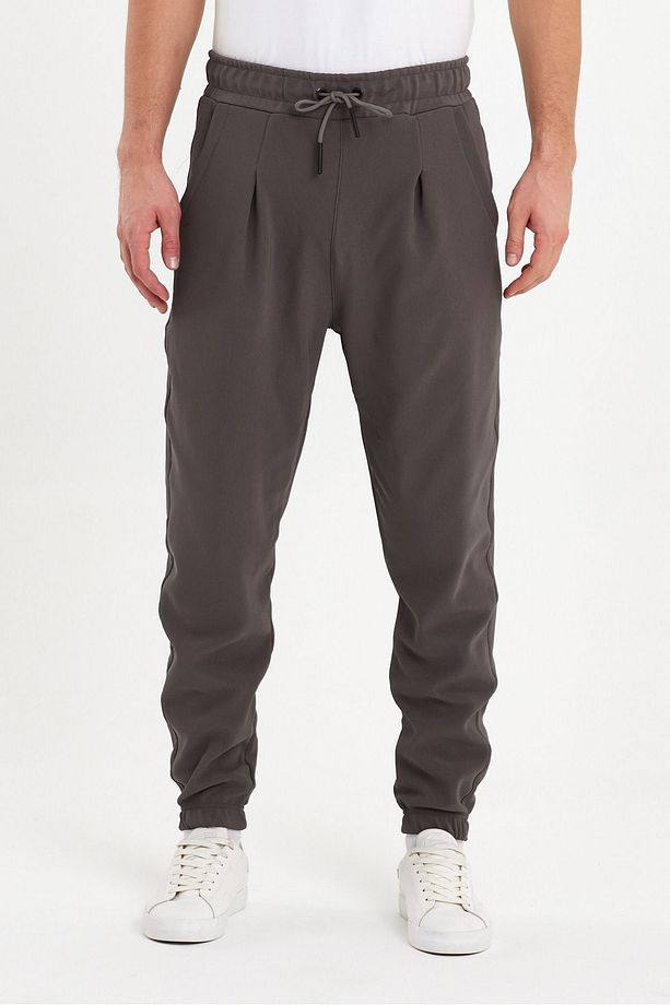 Erkek Regular Fit Lastik Paça Jogger Eşofman Altı Kahverengi - 3