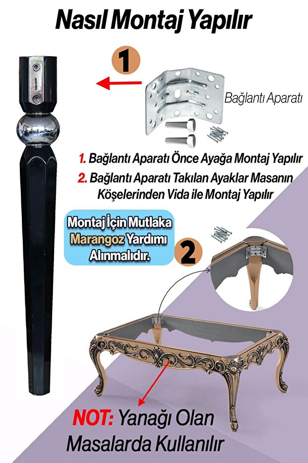 4 Adet Elips Masa Dresuar Ayağı 75 Cm Plastik Siyah Krom Ayak Mutfak Yemek Masası Mobilya Ayakları - 5