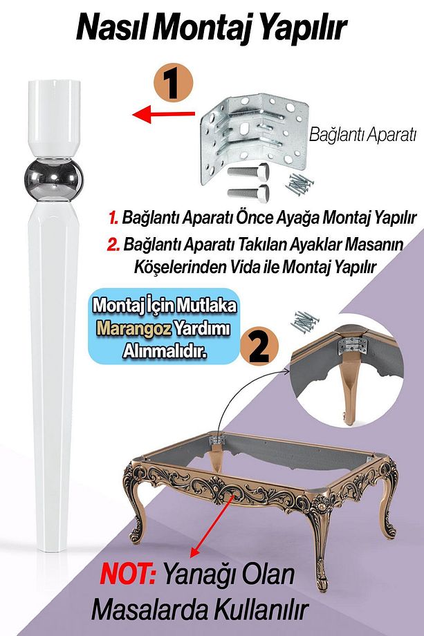 4 Adet Elips Masa Dresuar Ayağı 75 Cm Plastik Beyaz Ayak Mutfak Yemek Masası Mobilya Ayakları Beyaz - 5
