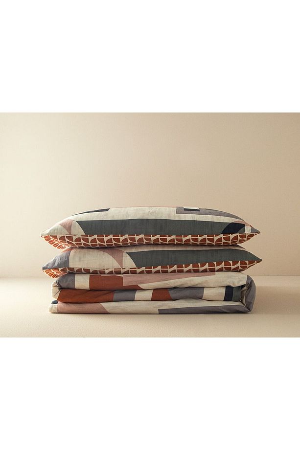 Dynamic Square Dijital Baskılı Soft Cotton Çift Kişilik Nevresim Seti 200x220 Cm Bej – Terracotta - 6