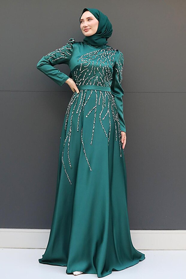 Emerald Suay Hijab Evening Dress