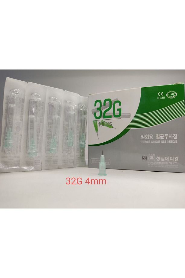 SUNGSHİM 32G 4 mm Prp Botoks Mezoterapi İğne ucu Kore malı körelmez 50 adet - 1