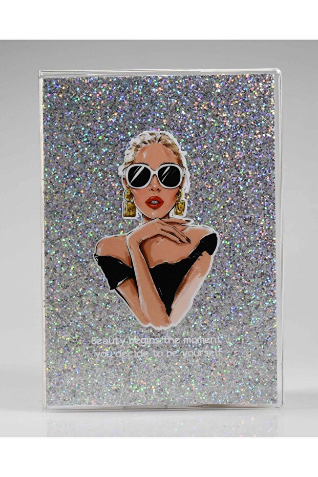 Gray Beauty Glitter Notebook - 1