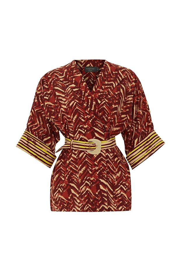 Mixed Color Belted Jacket - 5