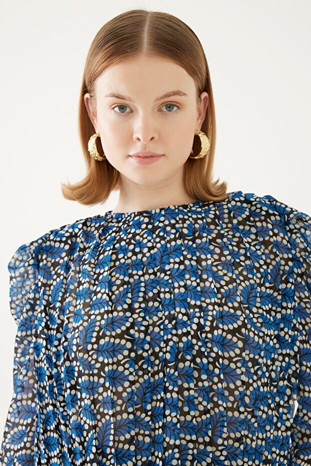 بلوزة منقوشة مطوي - 2