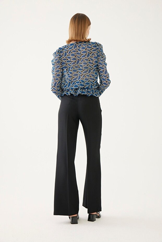 بلوزة منقوشة مطوي - 4