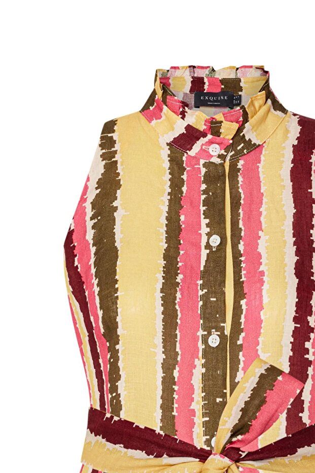 Renk Bloklu Modern Elbise - 8