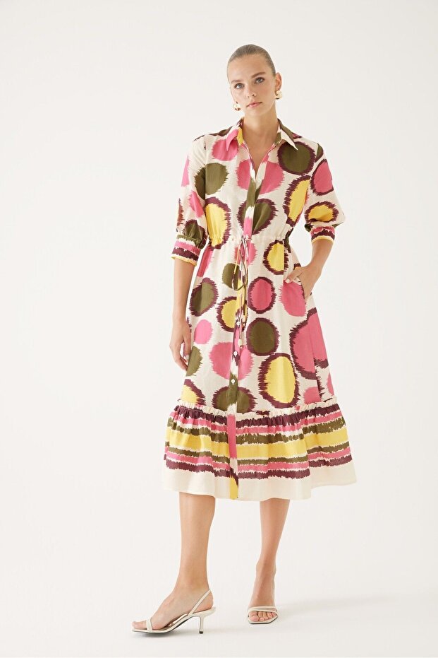 Keten Gömlek Elbise - 1