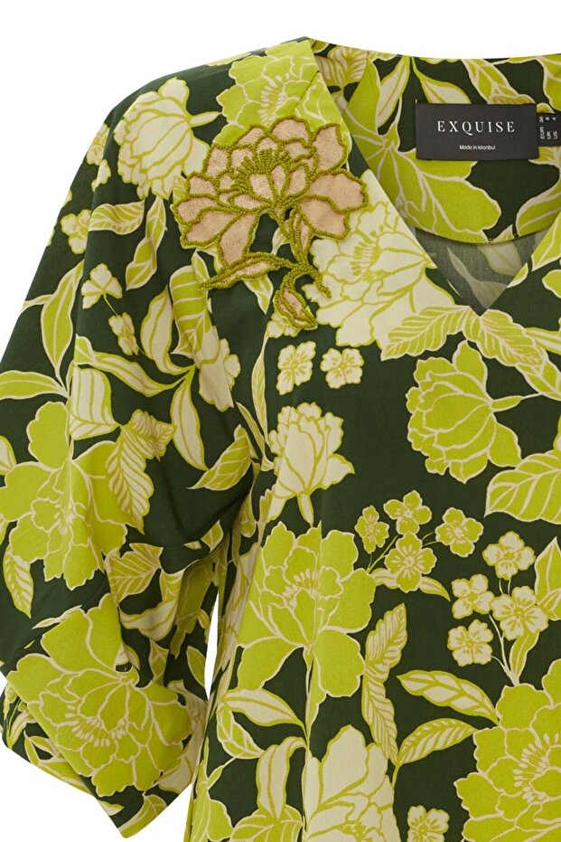 Desenli Mini Elbise - 5