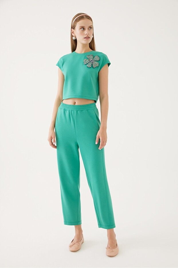 Beli Lastikli Örme Pantolon - 1