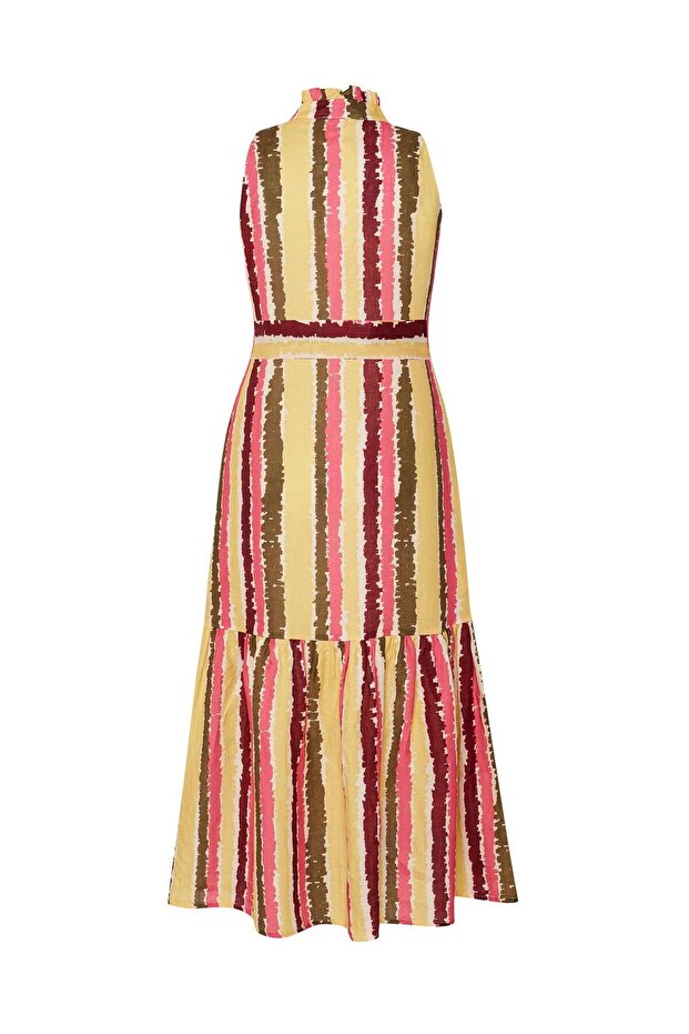 Renk Bloklu Modern Elbise - 7