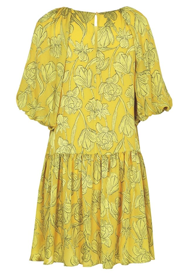 Balon Kol Mini Elbise - 7