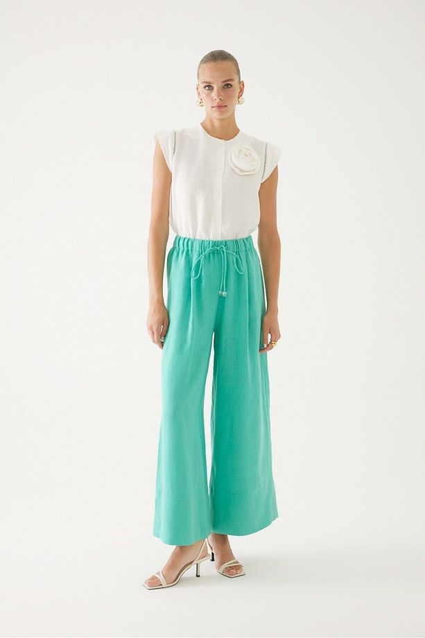 Mint Bağcık Detaylı Rahat Pantolon - 1