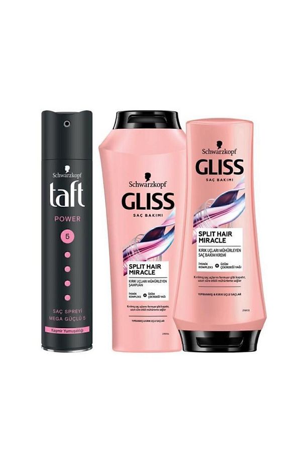 Split Hair Miracle Şampuan 500 ml Saç Kremi 360 ml Taft Power Cashmere Sprey 250 ml - 2