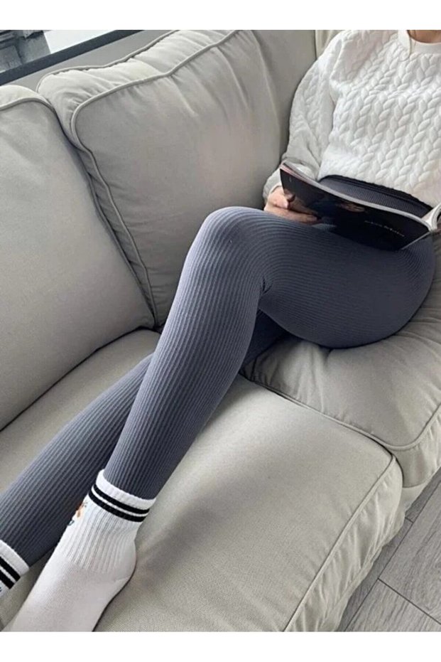 Premium Ribbed, Winter Fleece Inside Ribbed High Waist Recovery Leggings