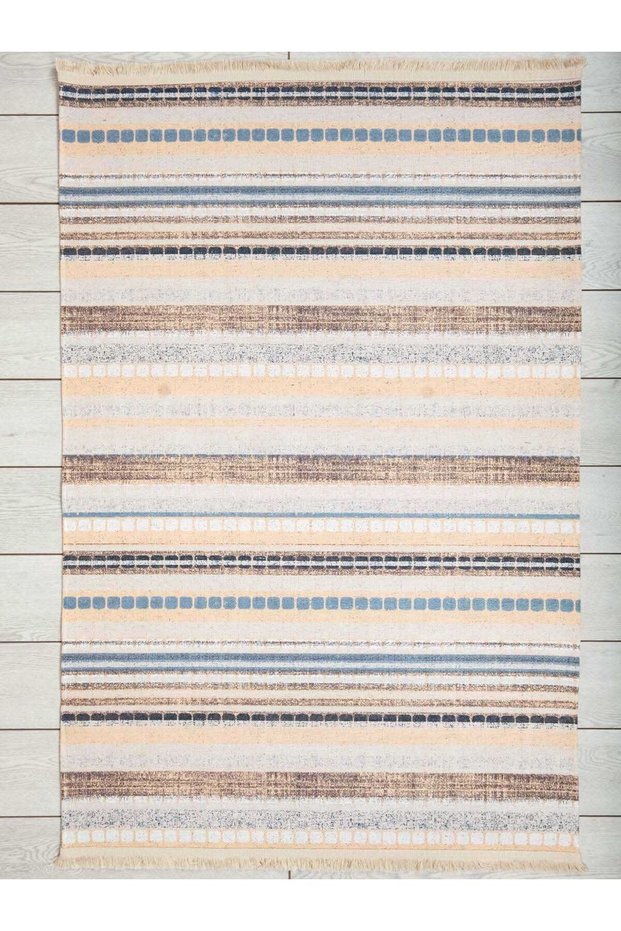 Scandinavian Patterned Cream Chenille Machine Carpet Runner Washable Hallway Carpet 7777