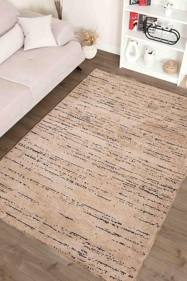 Moreno Viskon Dokuma Halı Kaymaz Taban Yıkanabilir Açık Kahve Koridor Halısı 1175 - 1