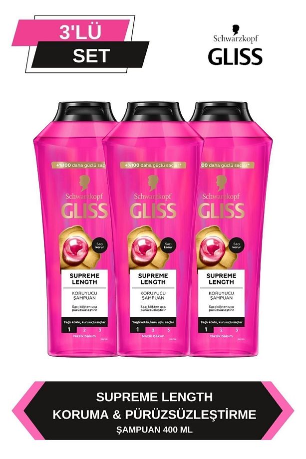 Supreme Length Uzun Saçlara Özel Şampuan 400 ml x 3 Adet - 1
