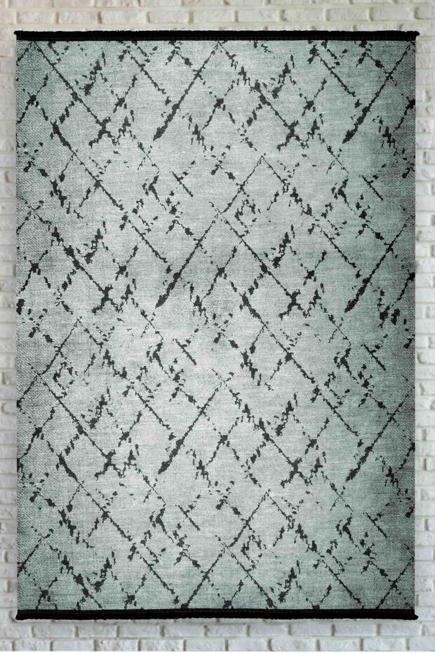 Linear Patterned Gray Black Washable Non-Slip Base Chenille Carpet 7705