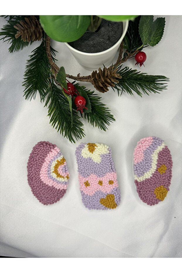 Punch 3'lü Pembe Mor Klips Toka Seti - 1