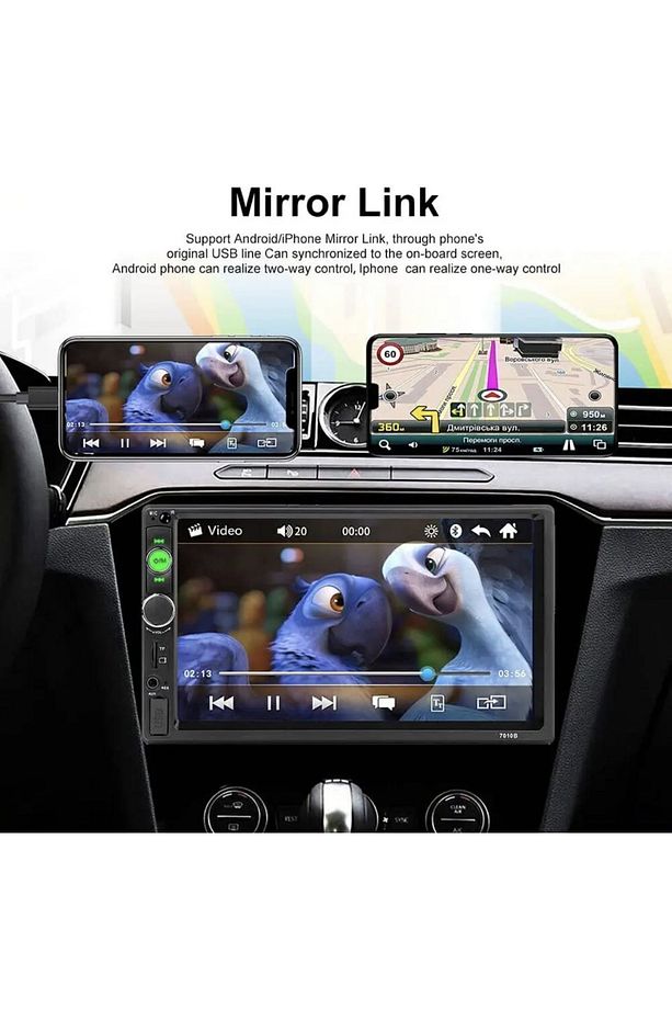 Ds-7250 Car Playli Double Teyp (ANDROİD DEGİL)uyumlu 7'' Inch Bluetooth- Çift Usb 4x55w Kamera - 6