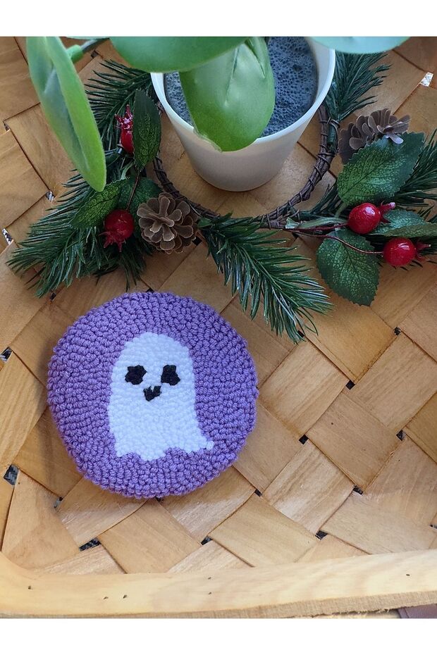 قاعدة أكواب للهالوين باللون الأرجواني Boo Ghost - لكمة