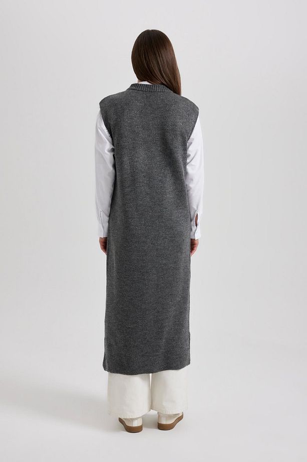 Regular Fit Bisiklet Yaka Uzun Tunik Triko Süveter B0197ax23wn - 5