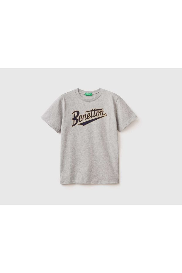 Boy's Gray Melange Benetton Logo T-shirt