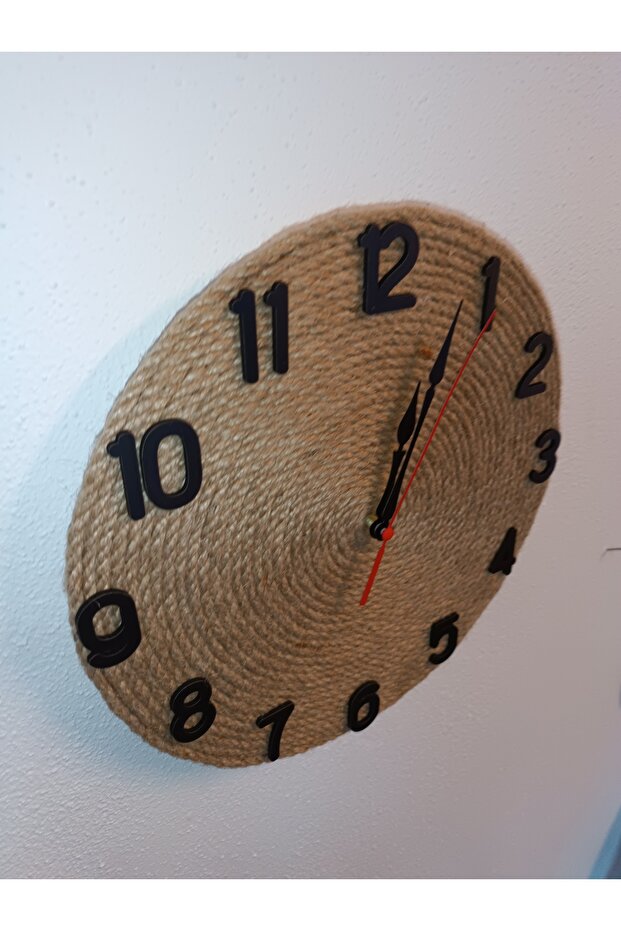ساعة حائط مزخرفة بحبل من الخوص جميع الأرقام - 4