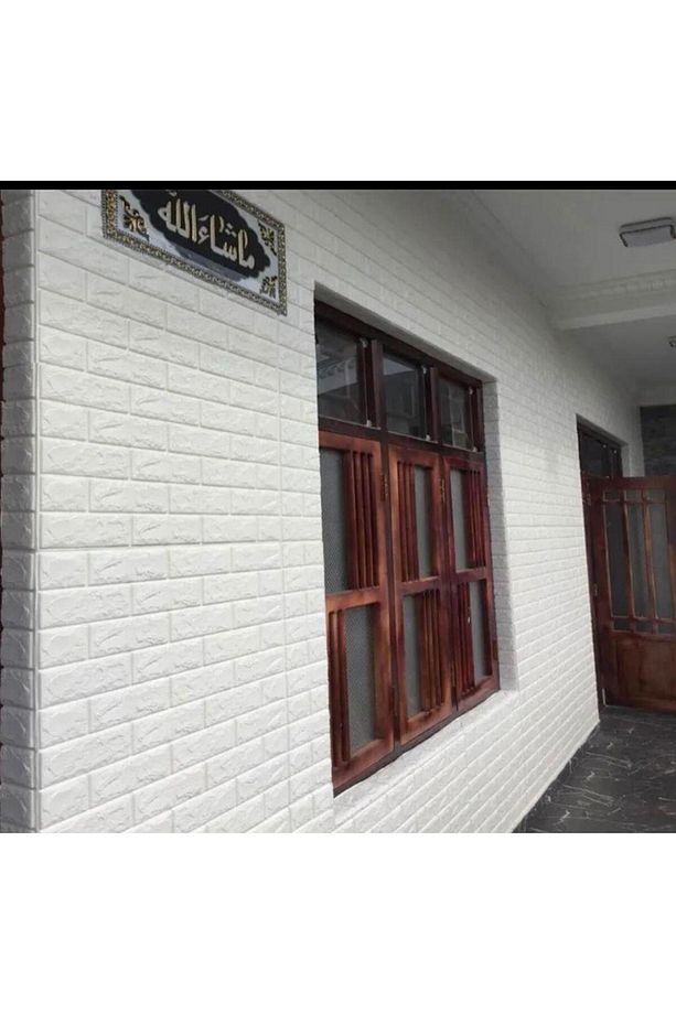 Kendinden Yapışkanlı Duvar Kağıdı Esnek Köpük Paneli 70x500cm (3,5 m2) Beyaz 3d Tuğla Desen Ev Ofis - 6